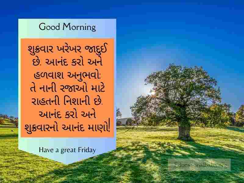 શુક્રવાર ગુડ મોર્નિંગ વિશ ઇમેજ ગુજરાતી Friday Good Morning Wishes in Gujarati
